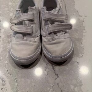Vans Kids White Canvas Velcro Sneakers